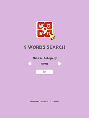 words search puzzle category selection